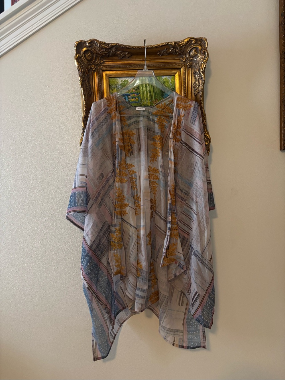 Coldwater Creek Embroidered Sheer Kimono Wrap Cardigan
